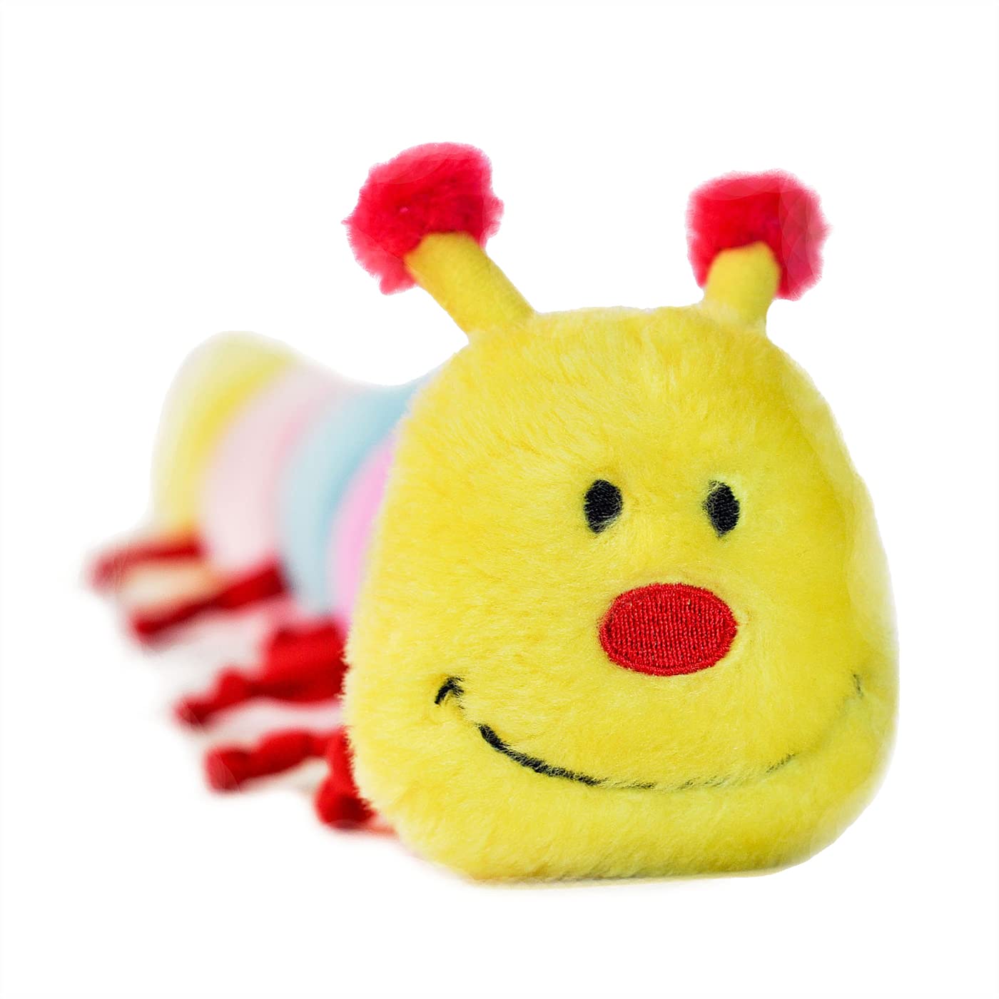 ZippyPaws Deluxe Caterpillar, cuerpo sin relleno facilita lanzar y recoger.