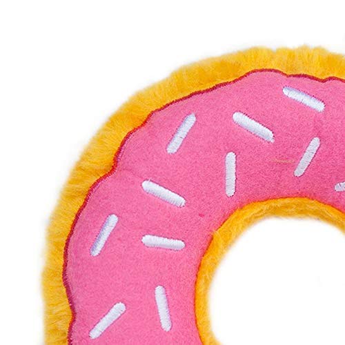 ZippyPaws Donutz glaseado colorido con chispas bordadas para atractivo visual.