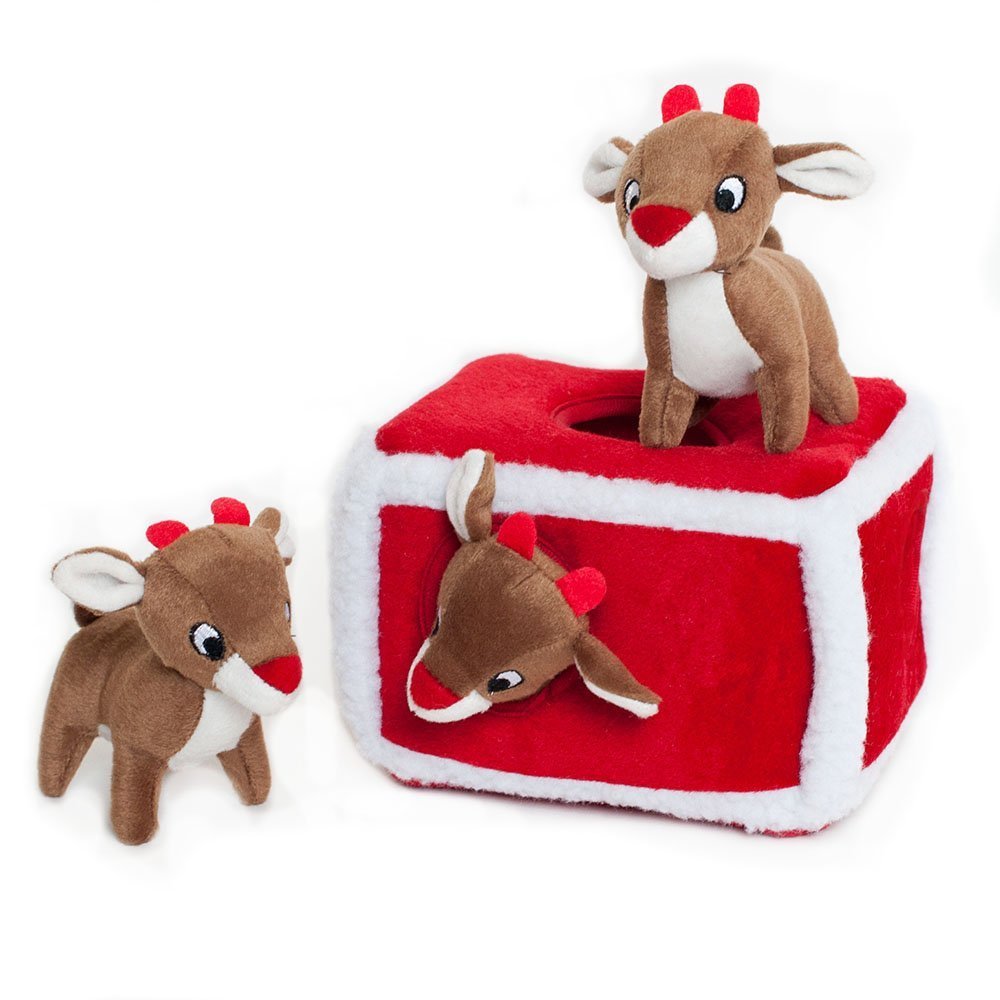 ZippyPaws Holiday Burrow con reno Miniz, estimula curiosidad y entretenimiento
