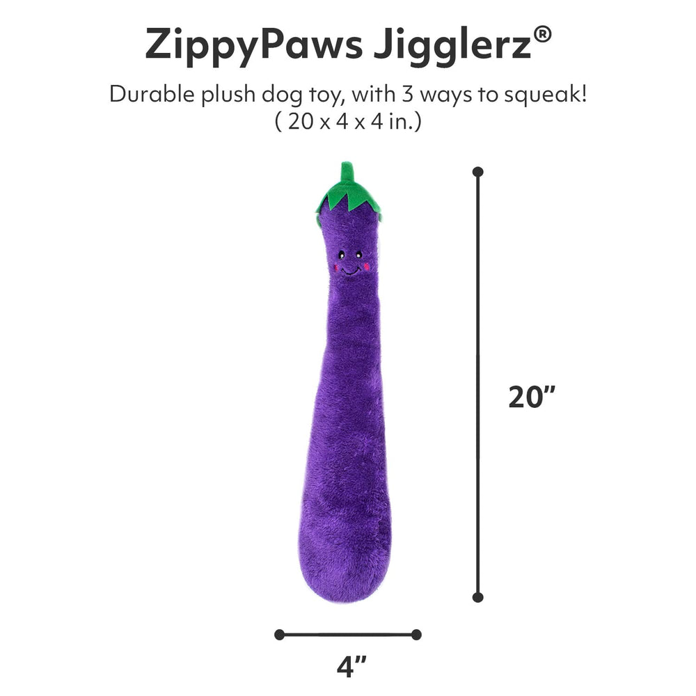 ZippyPaws Jigglerz berenjena suave para acurrucarse o paseo corto