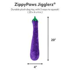ZippyPaws Jigglerz berenjena suave para acurrucarse o paseo corto
