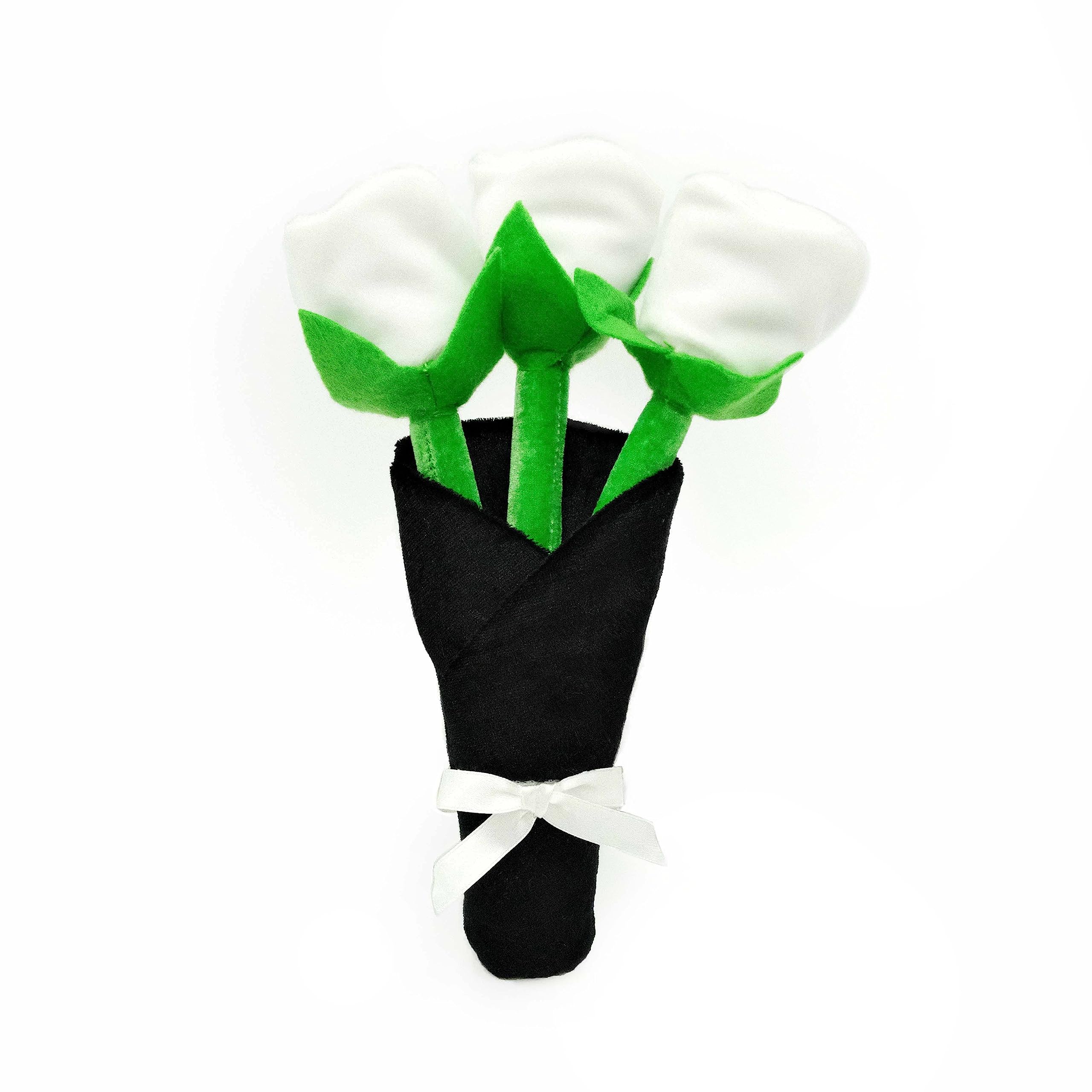 ZippyPaws Juguete de boda con rosas blancas para sesiones de fotos divertidas.
