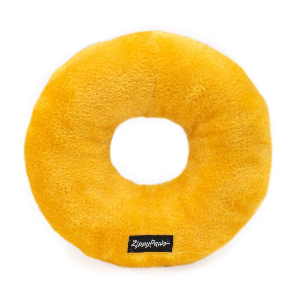 ZippyPaws Jumbo Donutz con dos sonajeros para mayor entretenimiento.
