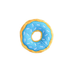 ZippyPaws Mini Donutz sin relleno con chirrido, color arandano azul, ideal para juego interactivo.