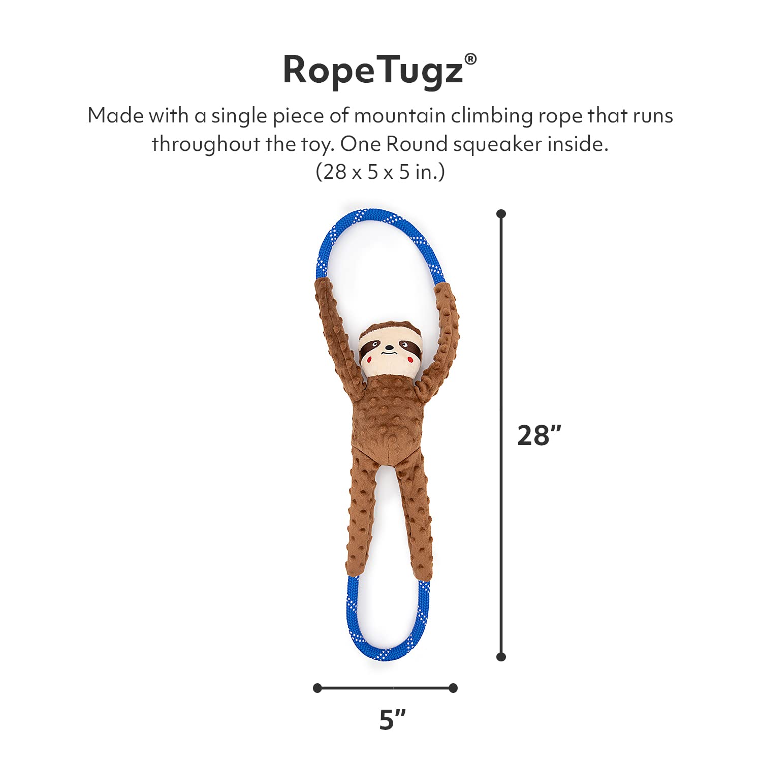 ZippyPaws RopeTugz con cuerda resistente para tirones fuertes.
