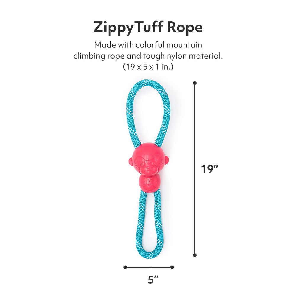ZippyPaws RopeTugz rosado, cuerda resistente para horas de juego seguro y divertido.