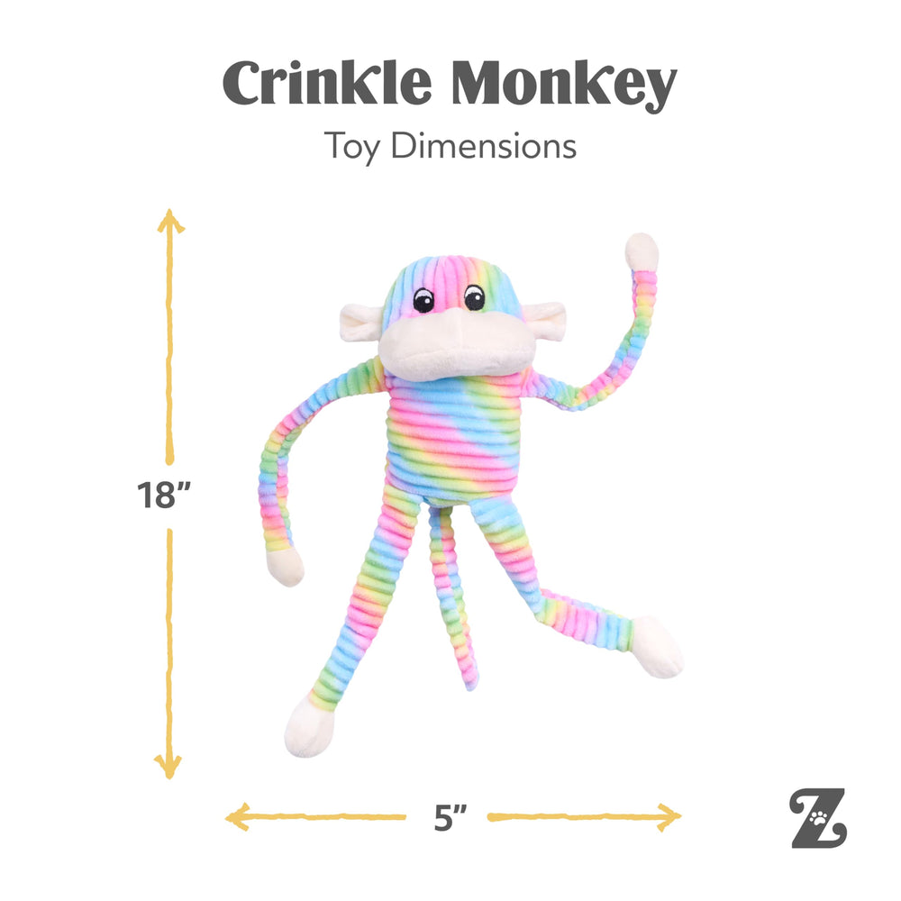 ZippyPaws Spencer mono peluche crujido y sonido, experiencia sensorial atractiva.