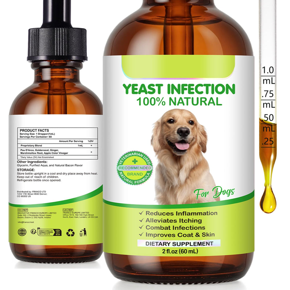 ZIXBMHYJ tratamiento levedura para perros, botella que apoya la piel.