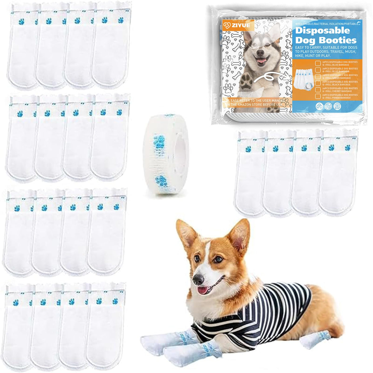 Ziyue botas desechables para patas de perro protegen durante paseos