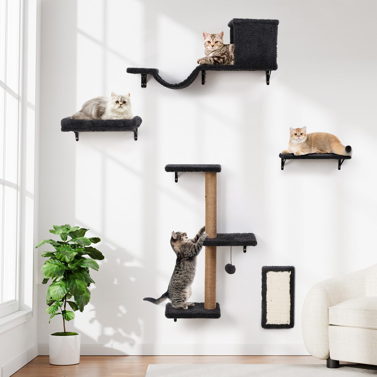 ZLAFM estanterías de pared para gatos: sección de escalada para juego activo
