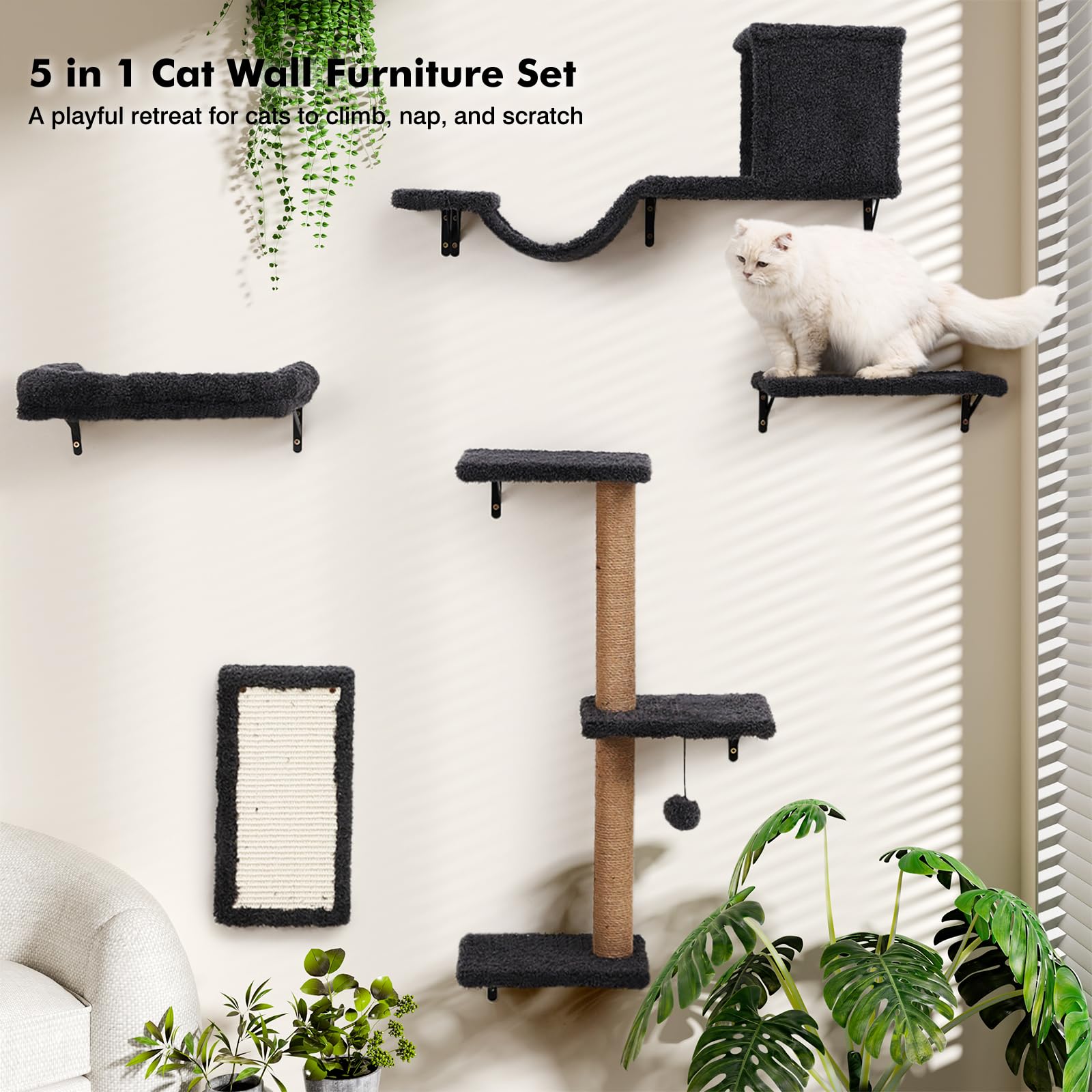 ZLAFM vista general de estantería de pared para gatos