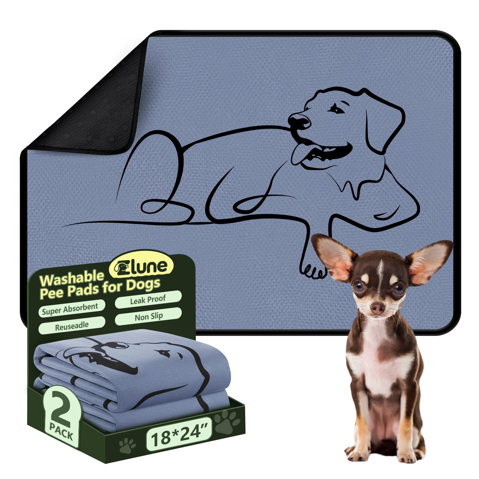 Zlune almohadilla higiénica lavable para perros 18x24, ideal para entrenamiento seguro.