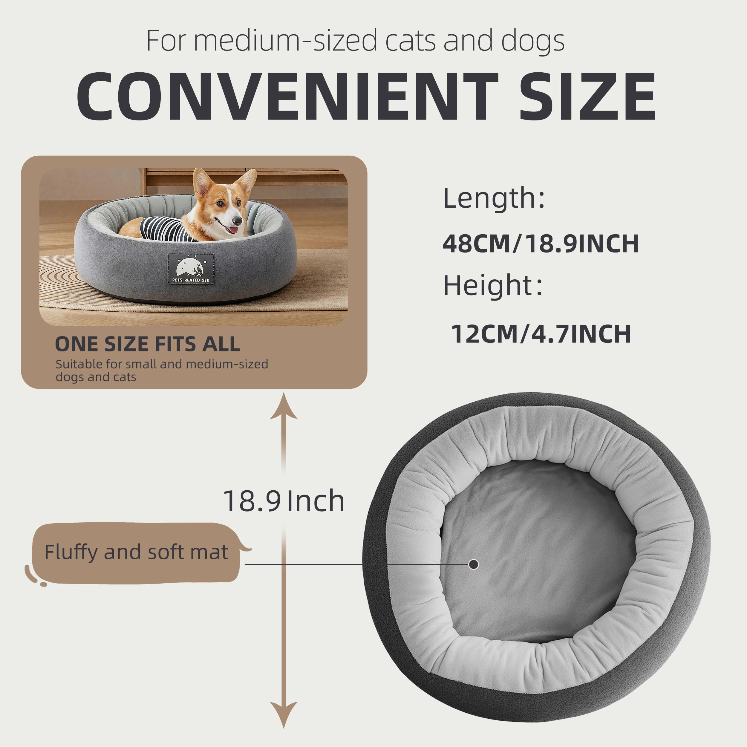 ZNOFAN cama para gatos 19 pulgadas, ideal para rincones y descanso cómodo.