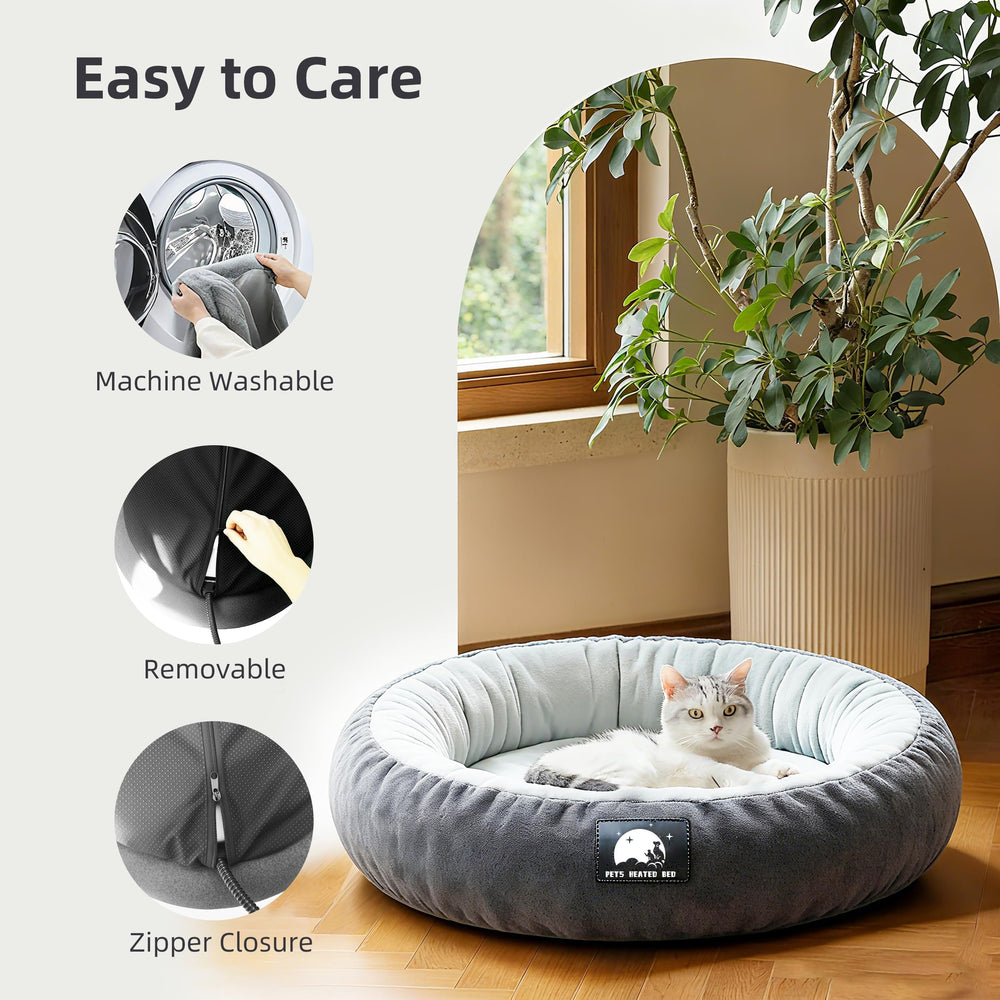 ZNOFAN cama con temporizador para gatos con calefacción ajustable, opción práctica para descanso.