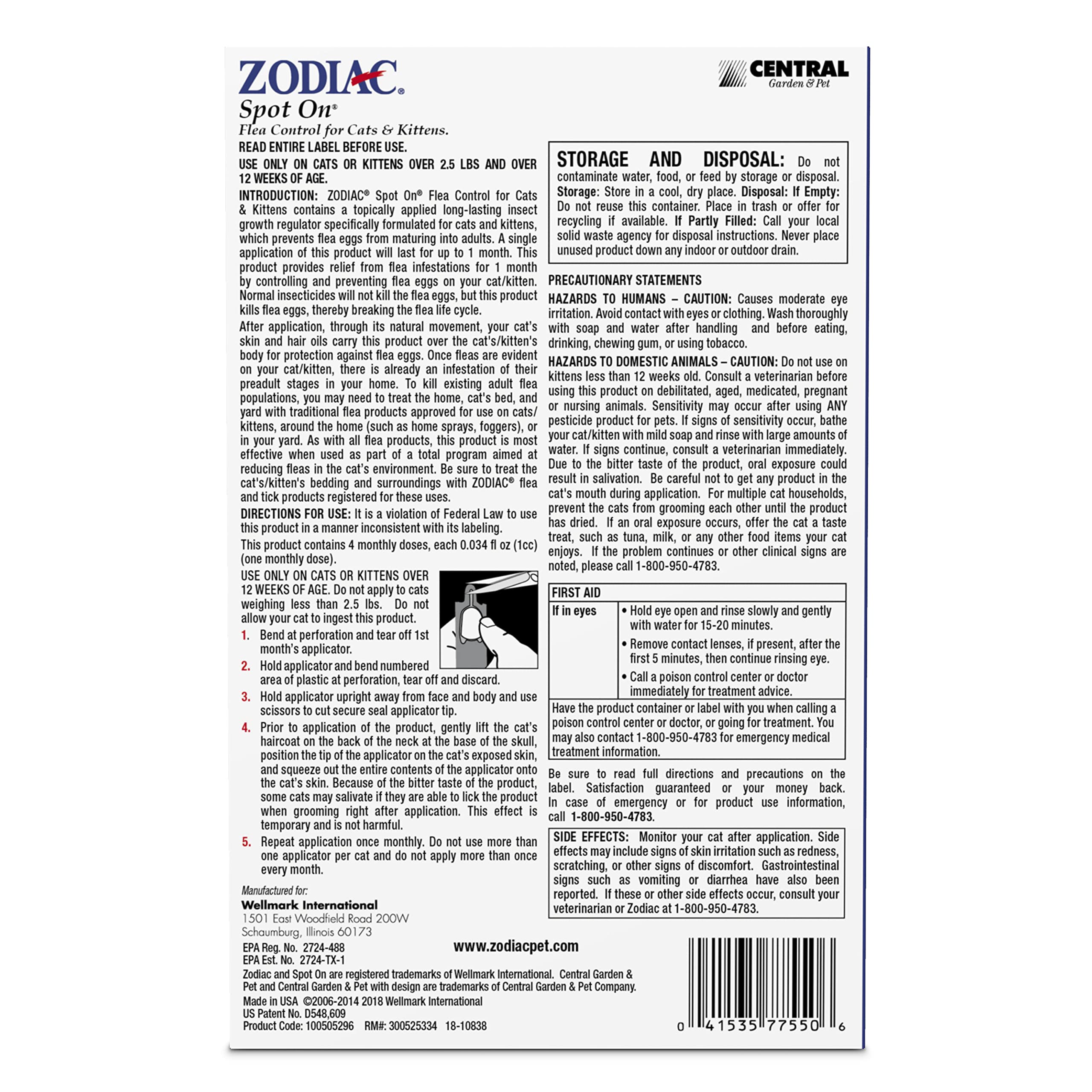 Zodiac Spot On Plus paquete de 4 unidades para protección mensual.
