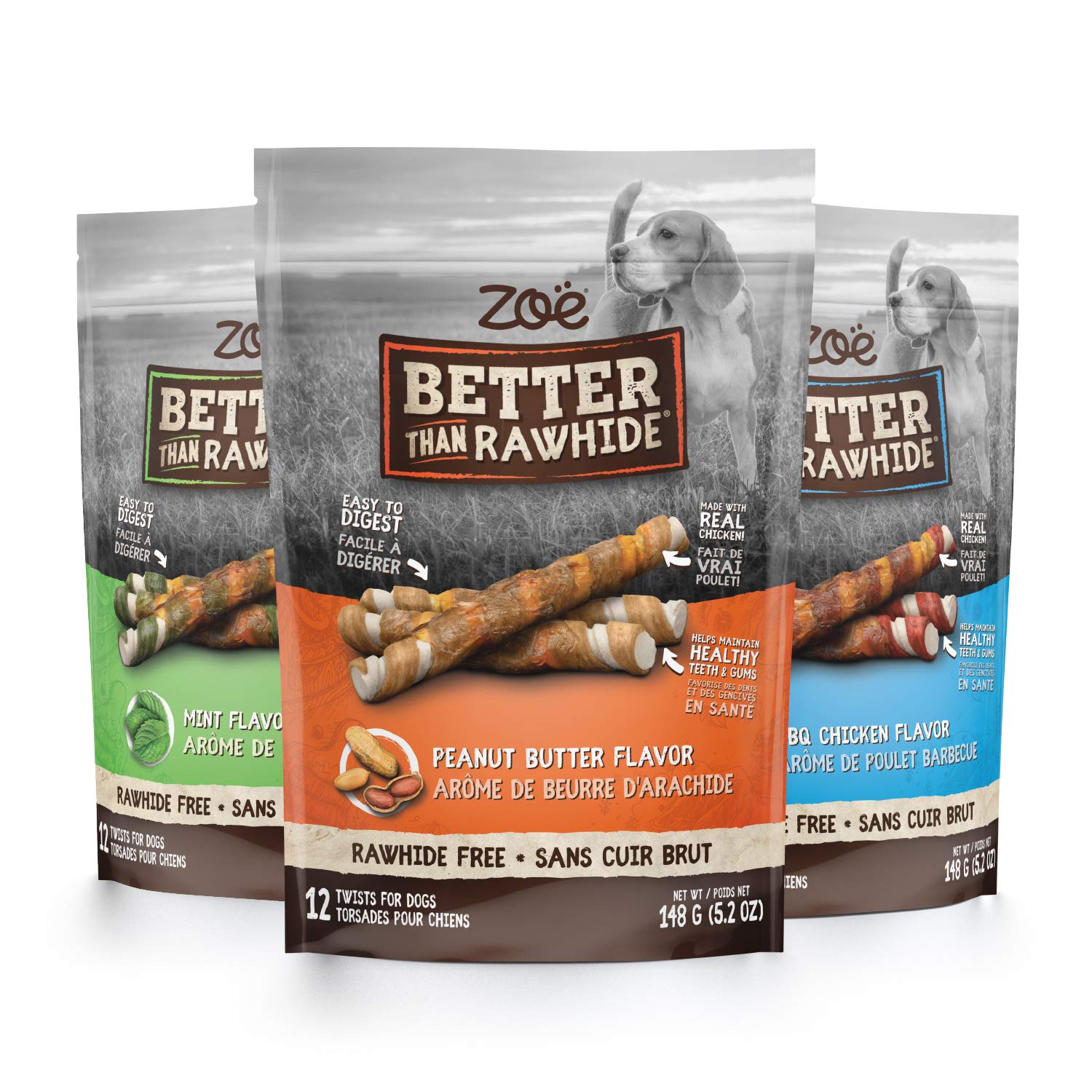 Zoe Peanut Butter Twists, ayuda a cuidar dientes y encías durante la masticación.
