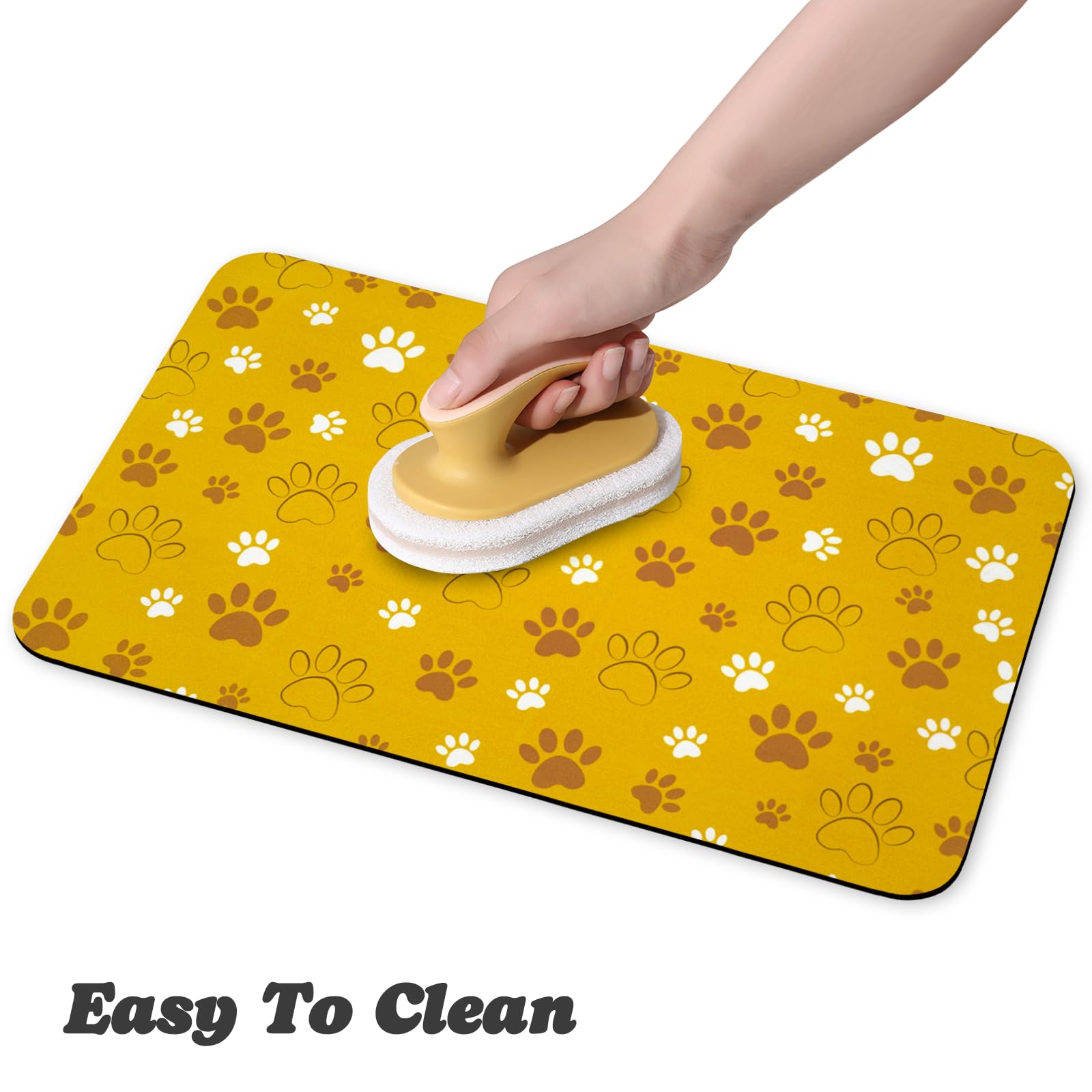 Alfombrilla Zoeeya para comida de gatos y perros diseño amarillo para mesa limpia