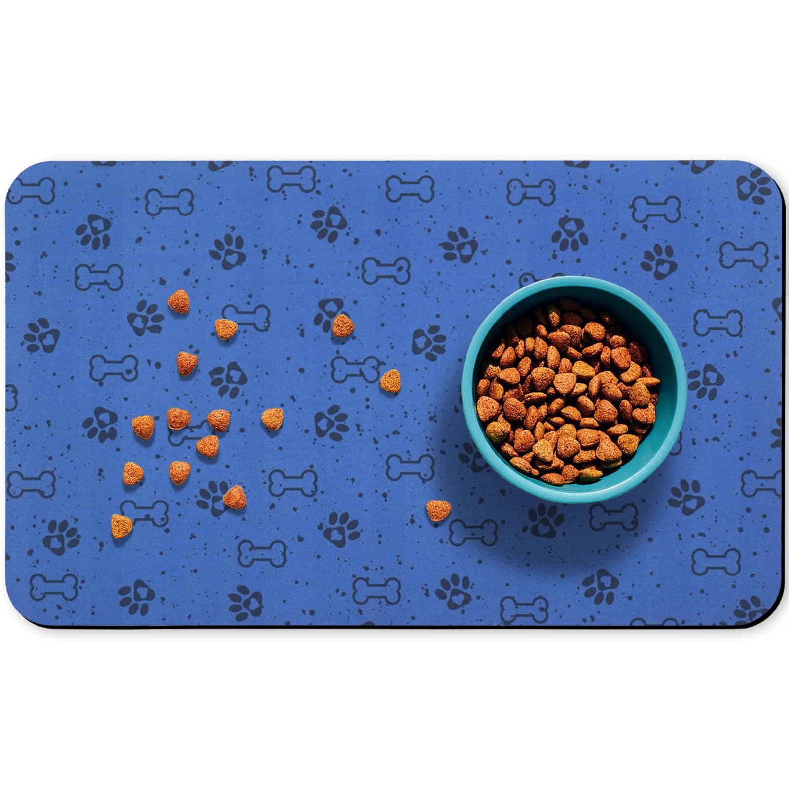 Tapete Zoeeya para perros, superficie absorbente que controla derrames en la zona de comida.