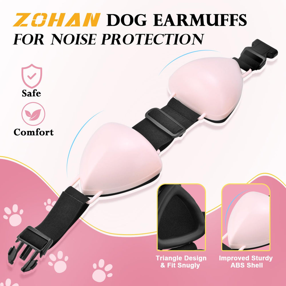 ZOHAN orejeras para perro rosa M con clips rápidos para ajuste rápido.
