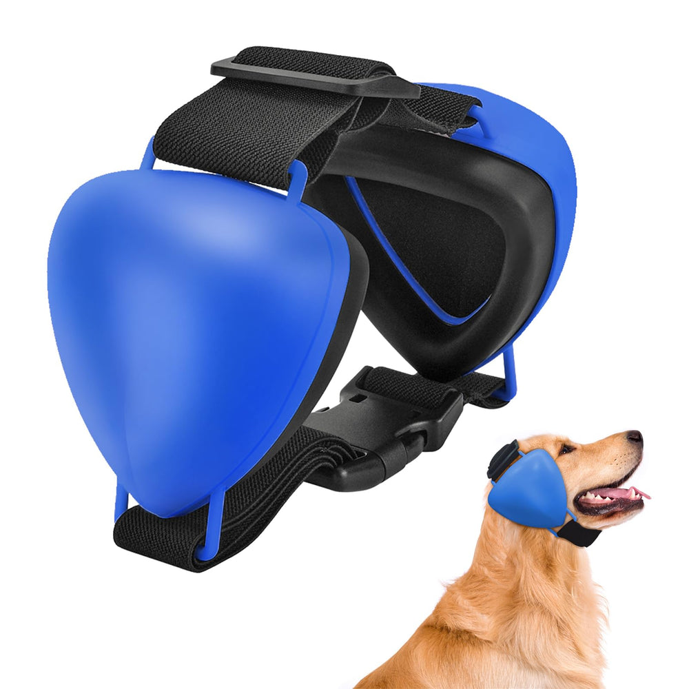 ZOHAN orejeras para perros, vista frontal, protección de ruido azul para fuegos artificiales