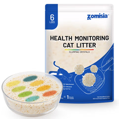 ZOMISIA, arena cristal monitoreando color para detectar cambios de salud.