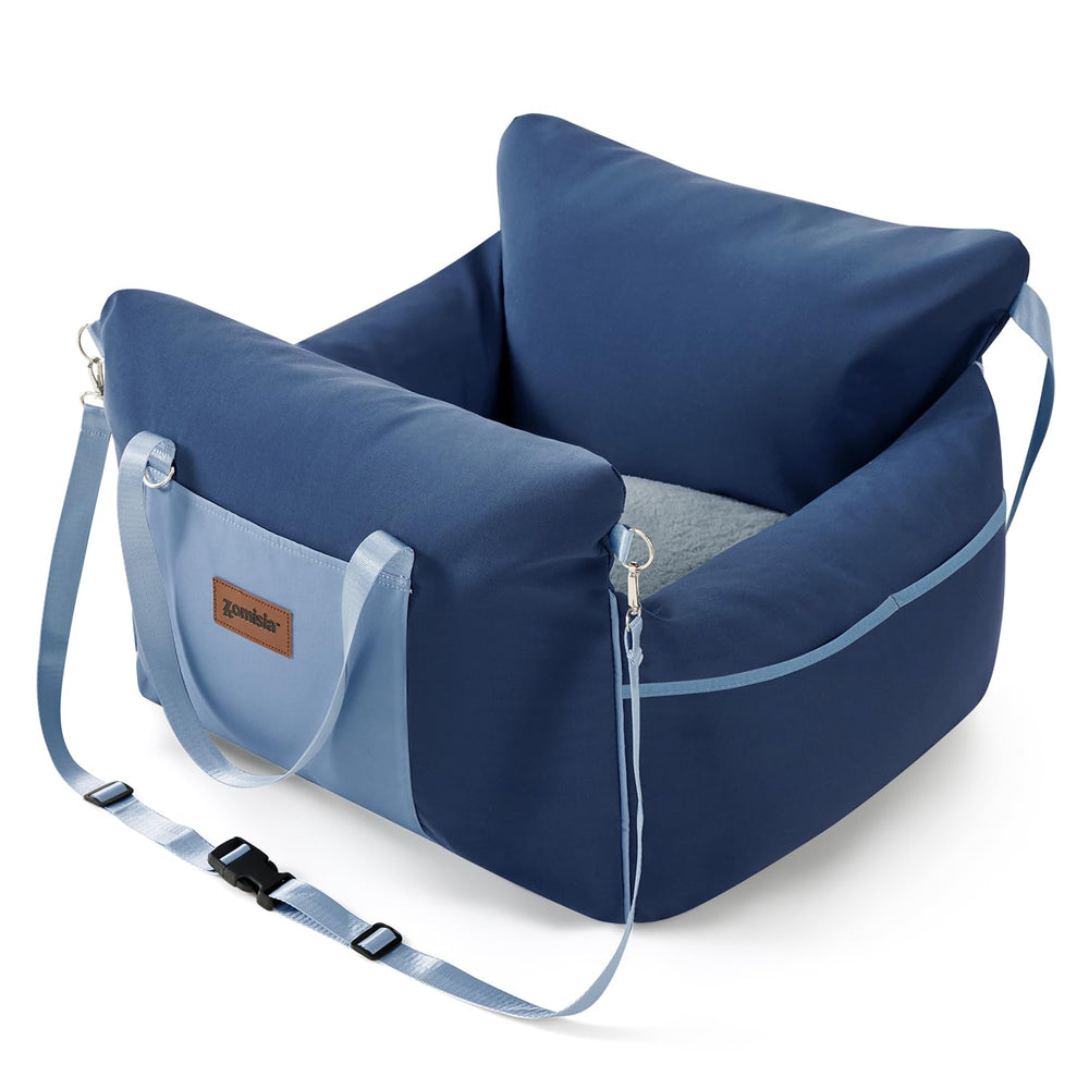 Asiento para perro ZOMISIA en coche, comodidad y seguridad para paseos largos.