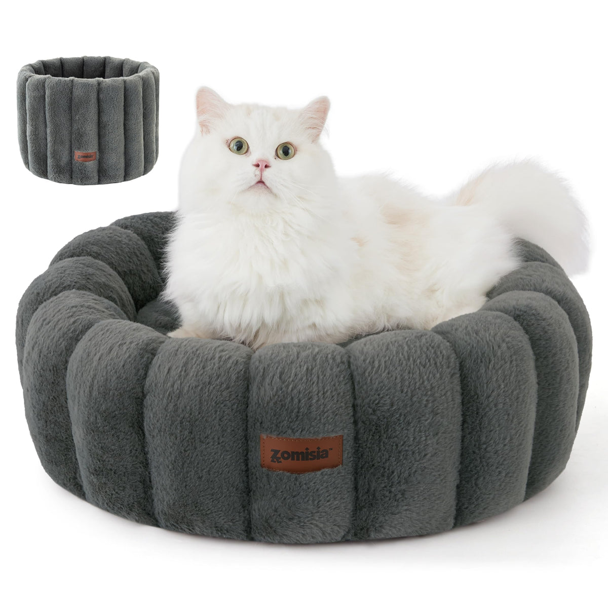 ZOMISIA Cama gato rosquilla gris rodillo, guarda fácilmente para transporte diario