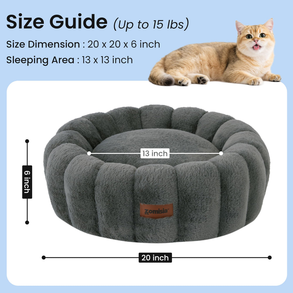 ZOMISIA Cama gato rosquilla gris tejido felpa suave y cálido