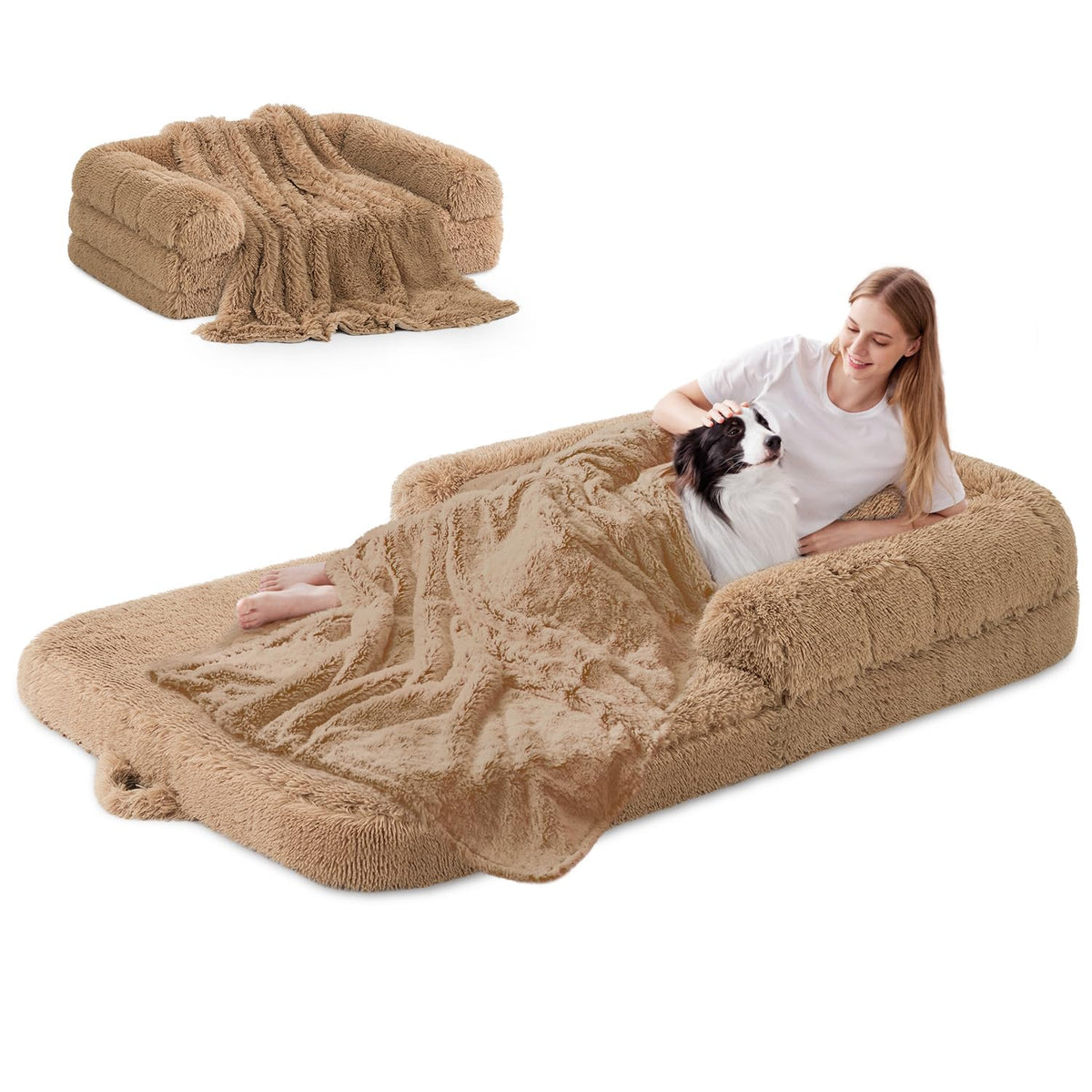 Cama humana ZOMISIA para perros gigantes, espacio cómodo para descansar junto a tu mascota