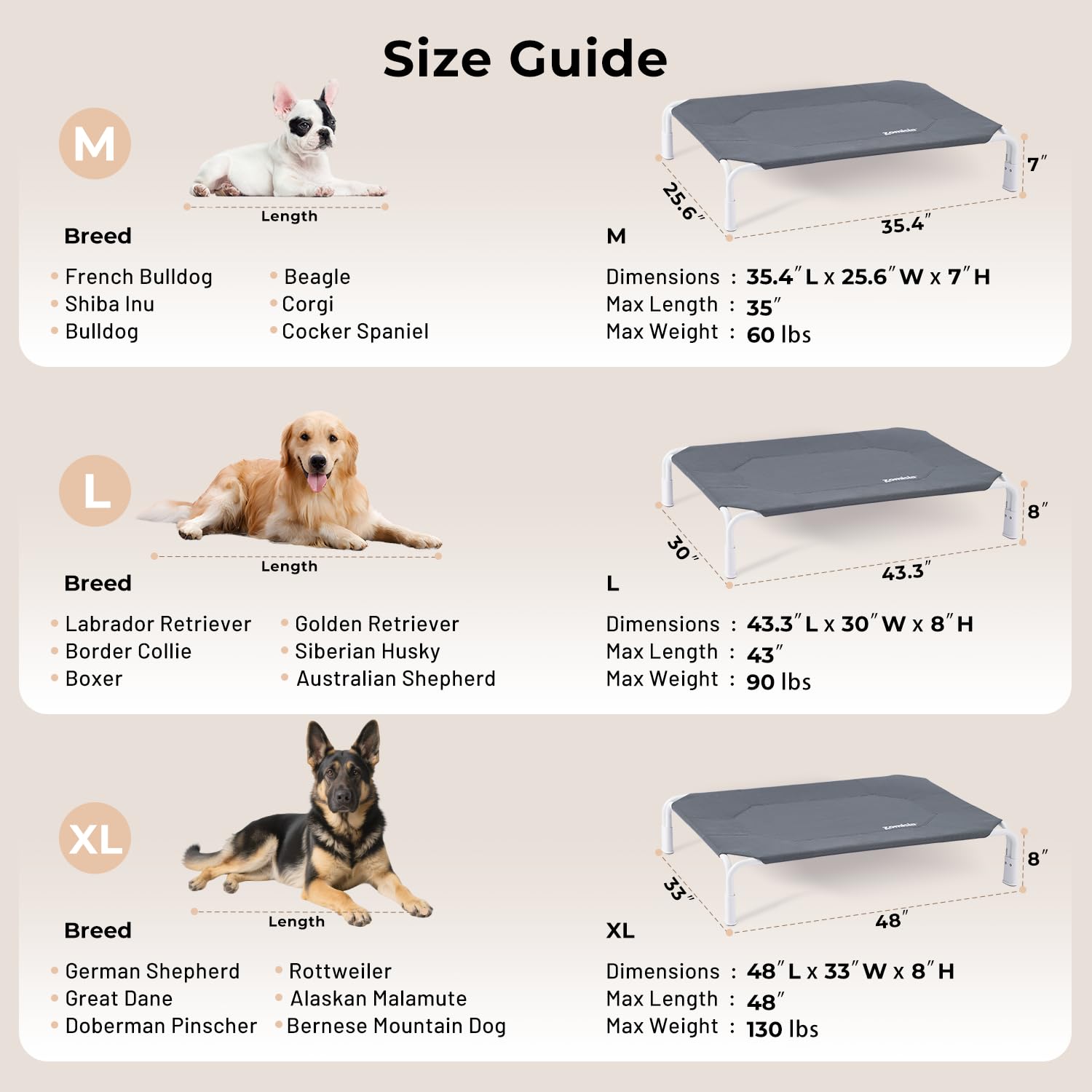 Cama para perros ZOMISIA, fácil limpieza con manguera o paño húmedo.