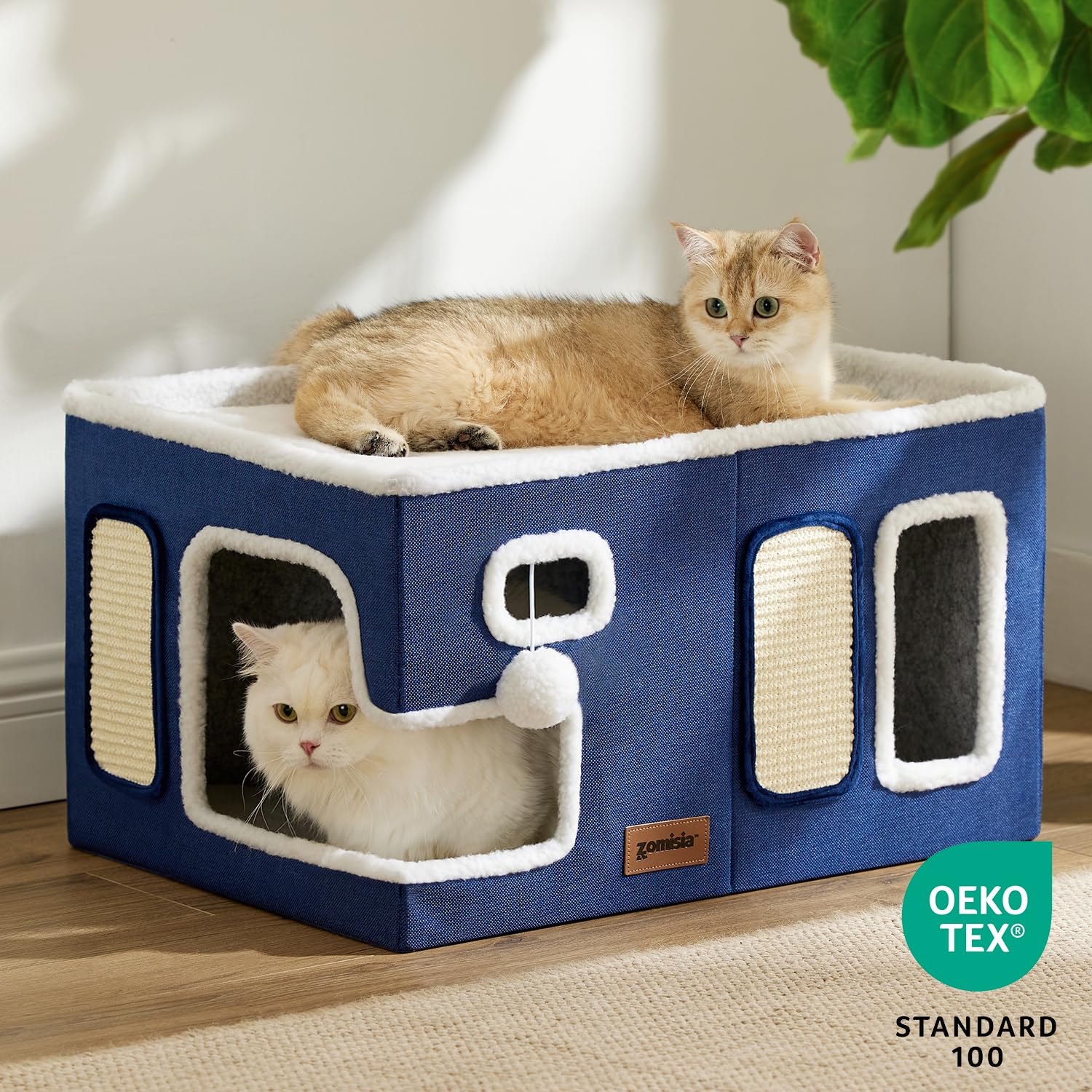 ZOMISIA casa gatos con funda de cojín desmontable y lavable.