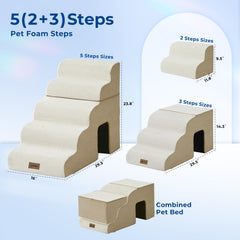 ZOMISIA escalera para mascotas anti-deslizante, beige, apta para sofás