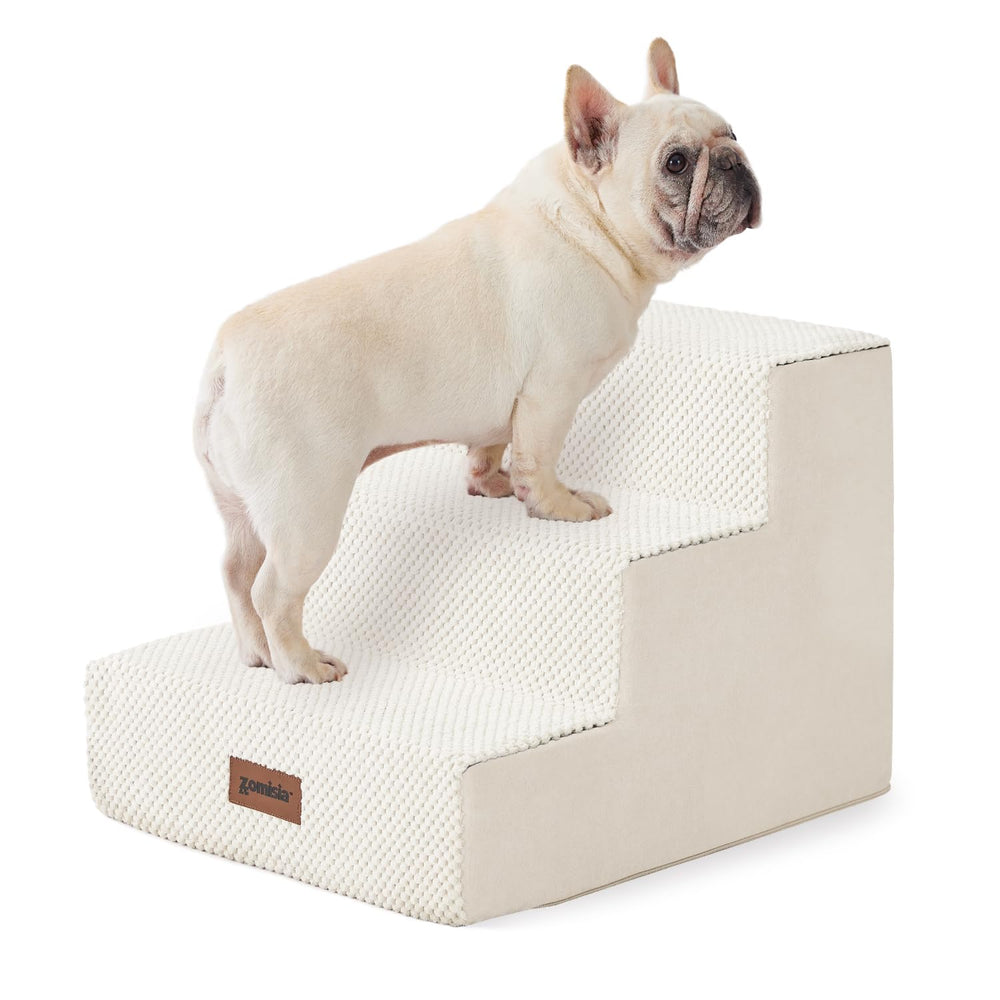 ZOMISIA Escaleras para Perros con 3 Pasos, gris, para subir al sofá con comodidad
