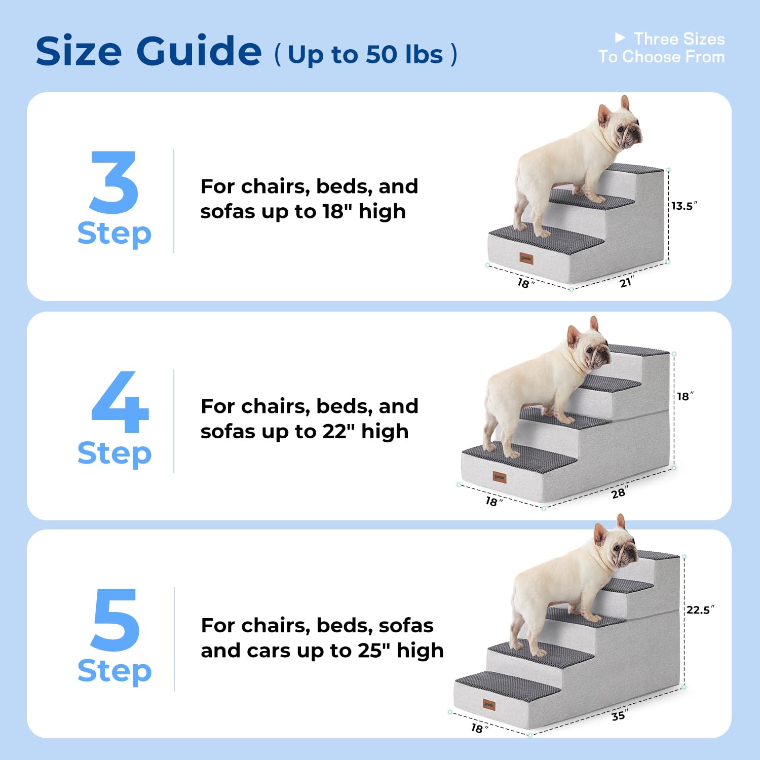 ZOMISIA escalones para perros grandes, tres pasos, facilita subir a sillón.