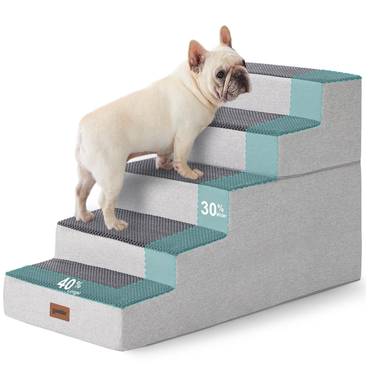 ZOMISIA escalones para perros grandes, cinco pasos, facilita subir a la cama de forma segura.