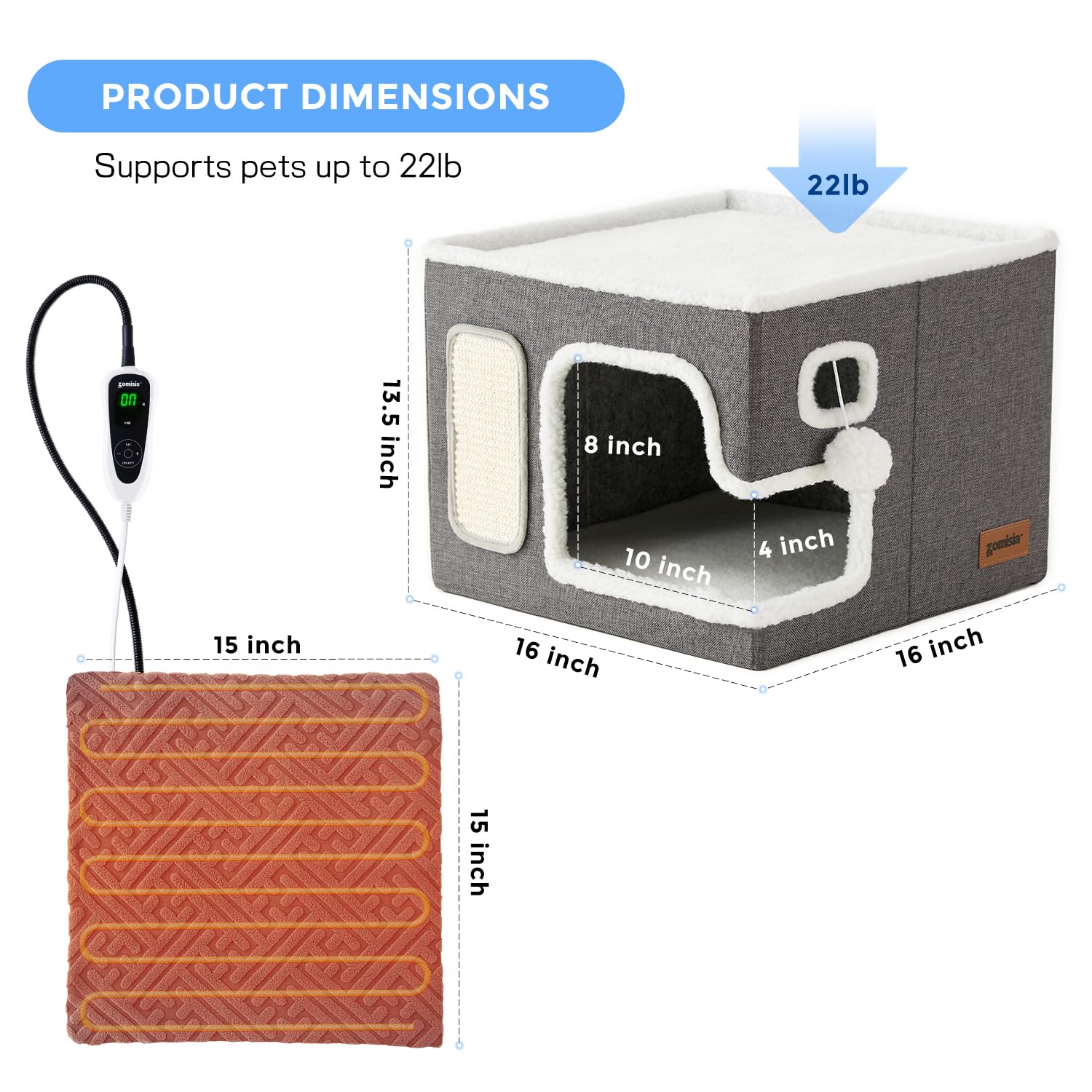 Funda de felpa desmontable de ZOMISIA, lavable para mantenimiento.