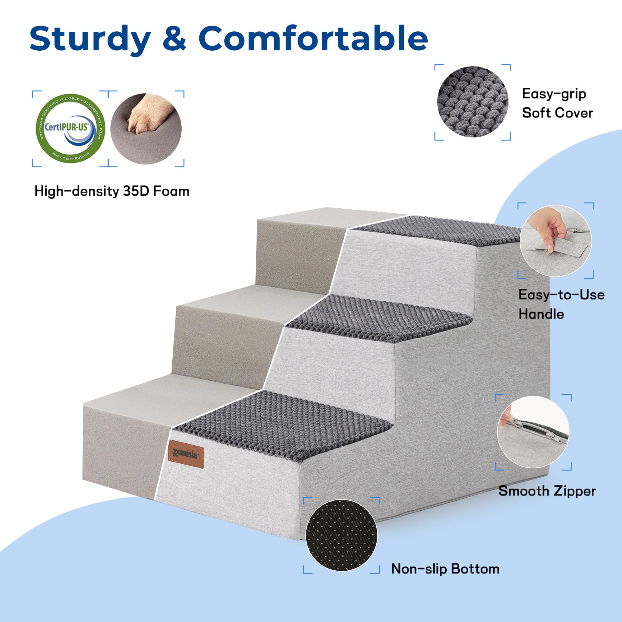 ZOMISIA escalera para perros, funda lavable, limpieza sencilla
