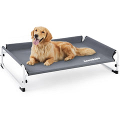 Zomisía XL cama elevada para perro con cabecero para soporte de cabeza y cuello.
