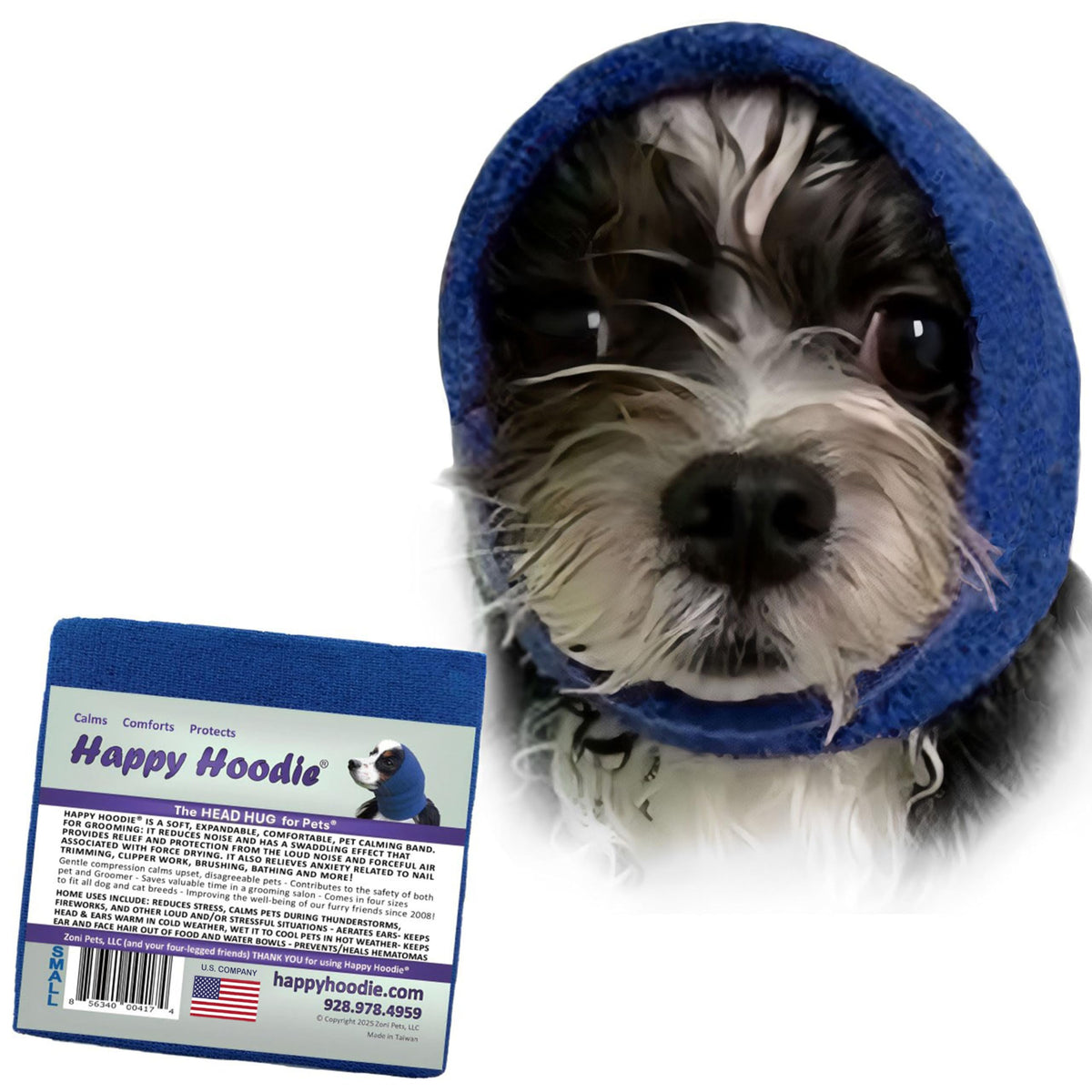 Happy Hoodie de ZONI PETS cubre orejas durante el aseo para calmar al perro