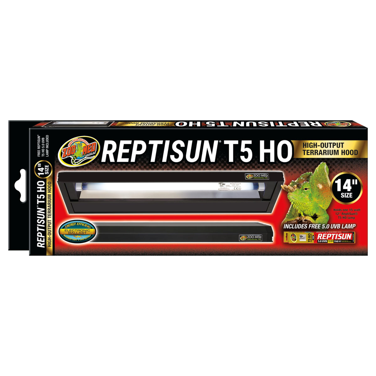 Lámpara UVB 5.0 T5HO incluida de Zoo Med para iluminación y bienestar del reptil