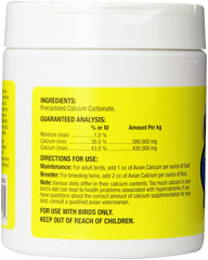 Zoo Med Avian Calcium, polvo blanco, calcio de alta biodisponibilidad.