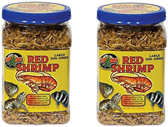 Zoo Med camarones rojos secados al sol de gran tamaño, alimento proteico para tortugas y peces.