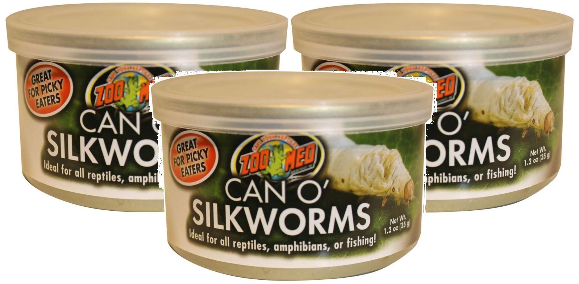 Zoo Med Can O' Silkworms: tres latas, fuente suave para digestión de reptiles