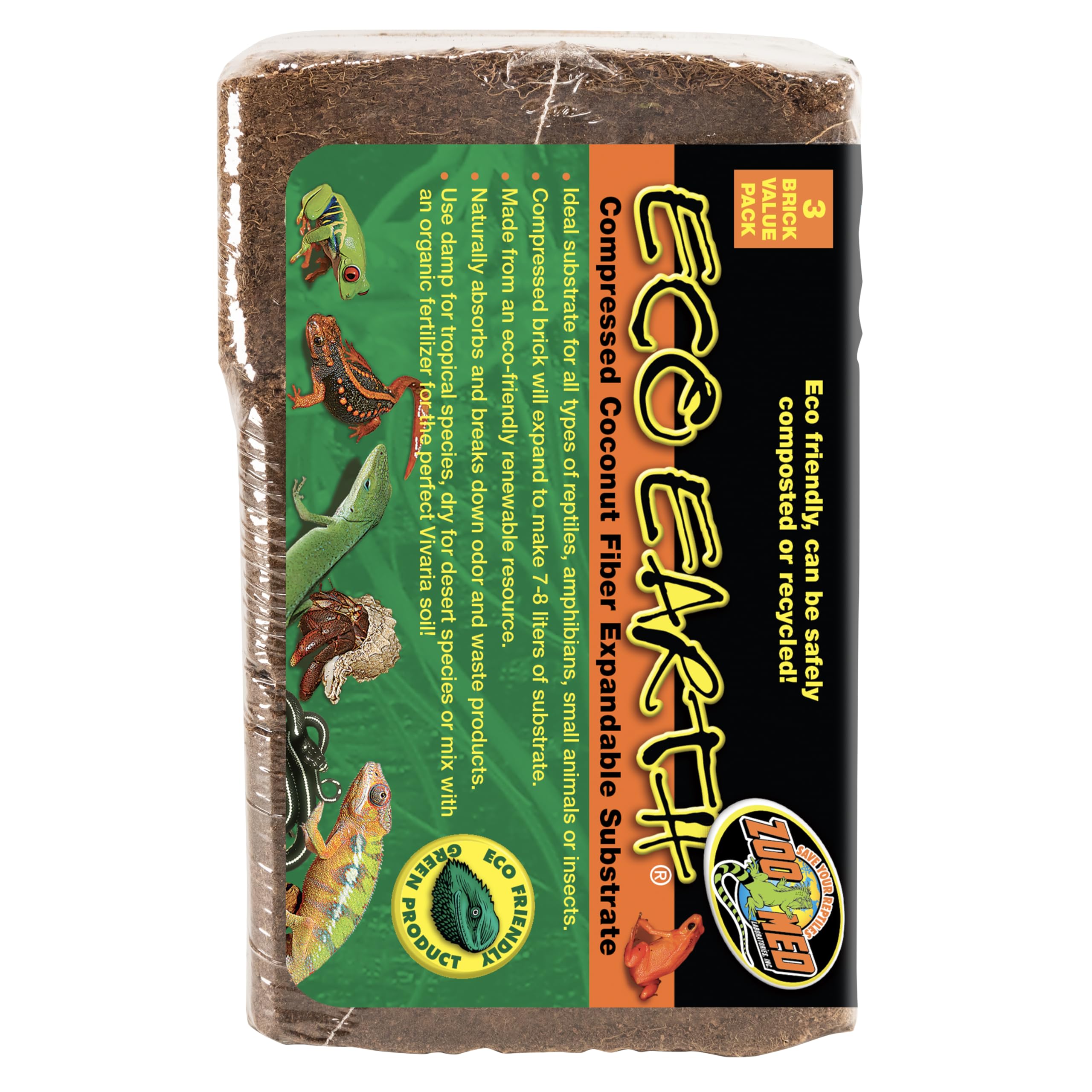 Fibra de coco natural de Zoo Med Eco Earth, material sostenible y biodegradable.