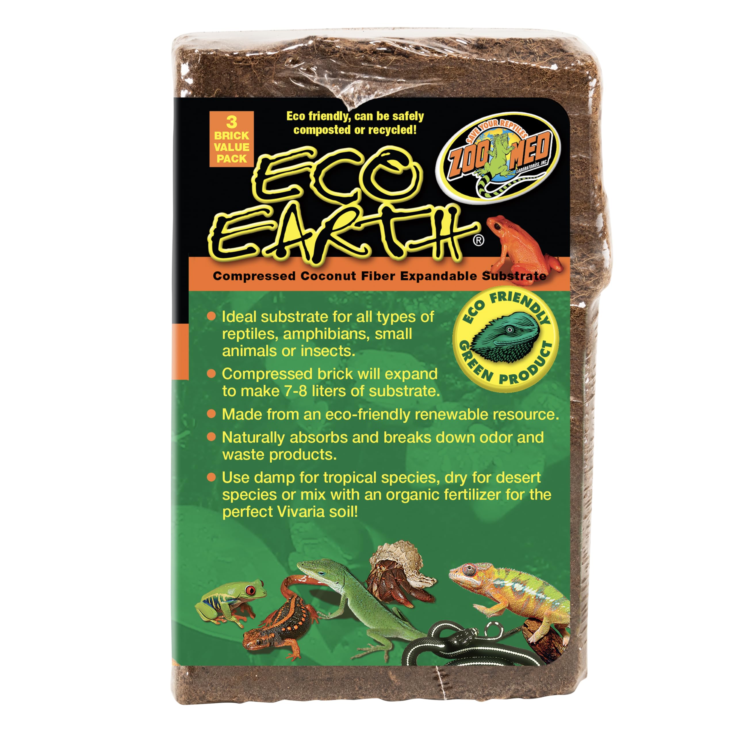Zoo Med Eco Earth sustrato para plantas en terrarios.
