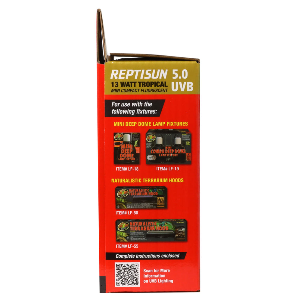 Zoo Med ReptiSun 5.0 Mini, iluminación tropical adecuada para reptiles y anfibios.