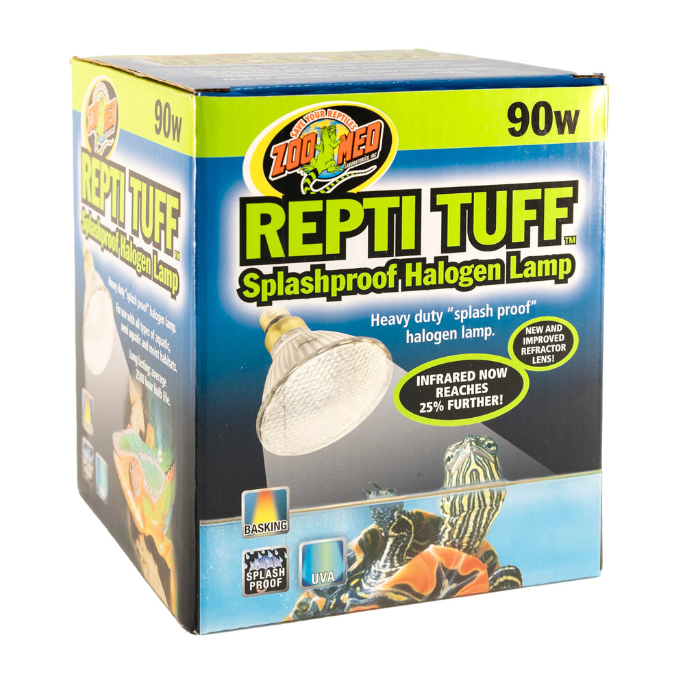 Zoo Med Turtle Tuff luz halógena resistente al agua para ambientes húmedos.
