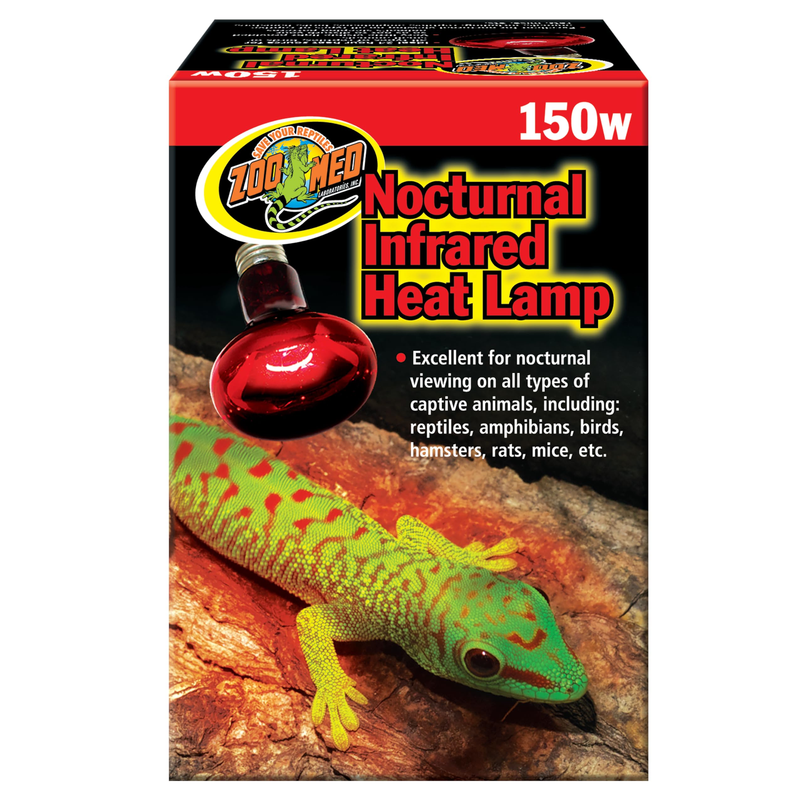 Zoo Med lámpara infrarroja nocturna 150 W para reptiles, ideal para observación nocturna