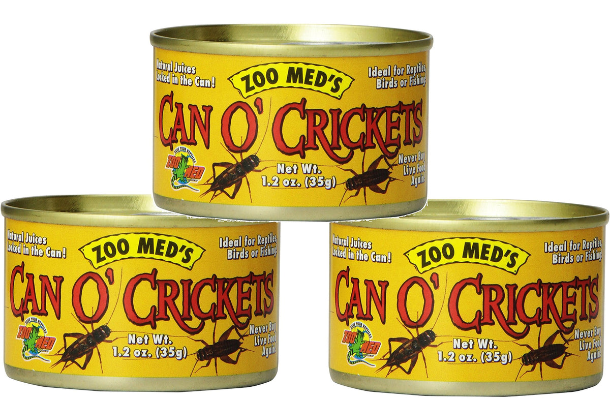 Zoo Med lata de grillos adultos, paquete de 3, alimento práctico para reptiles y aves.