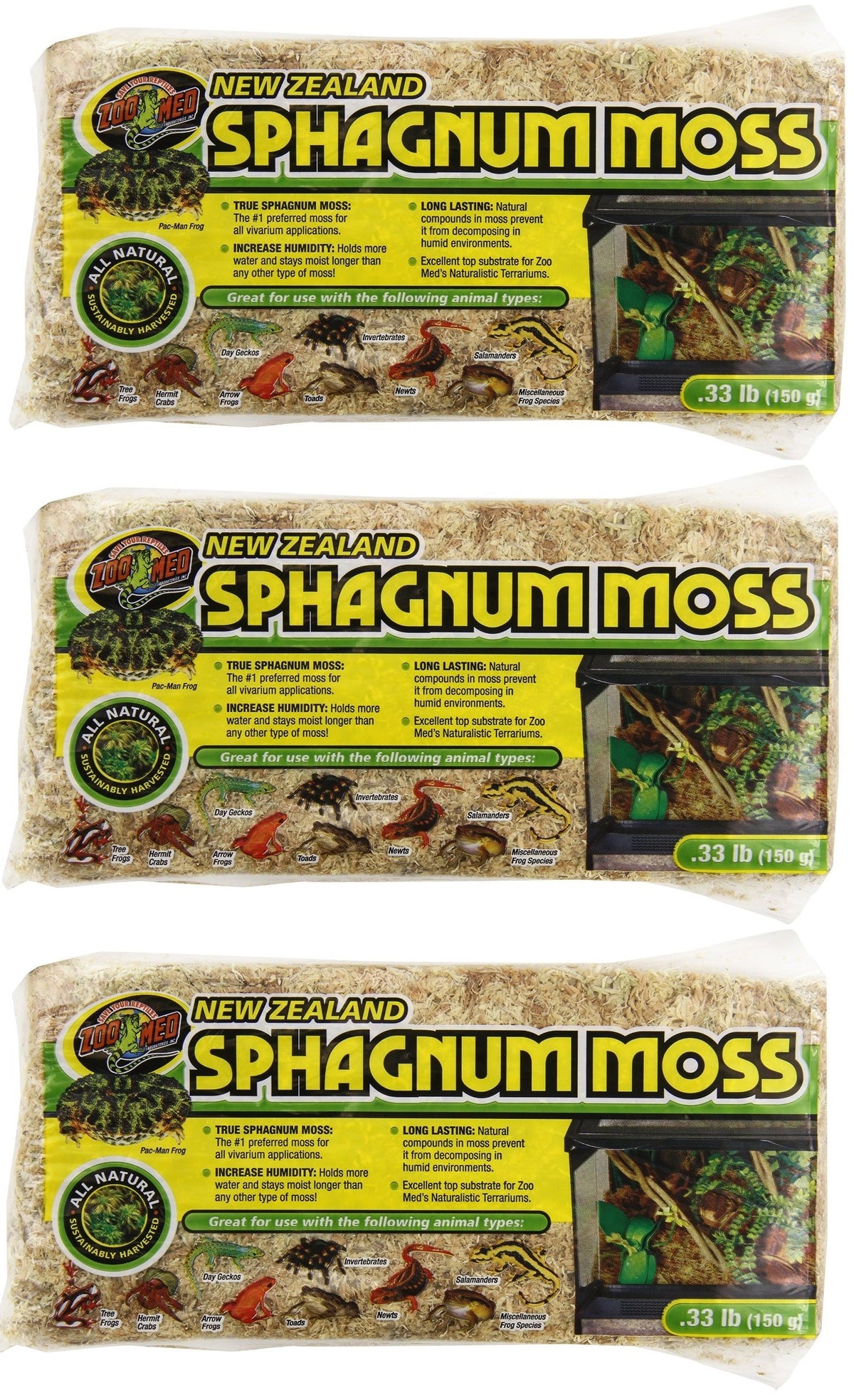 Zoo Med musgo sphagnum Nueva Zelanda 0-33 lb útil como sustrato y retención de humedad